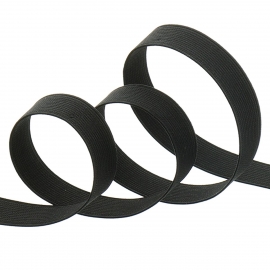 Elastique côtelé noir 15 à 25 mm