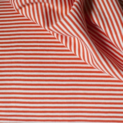 Tissu bio jersey extensible rayé orange et blanc